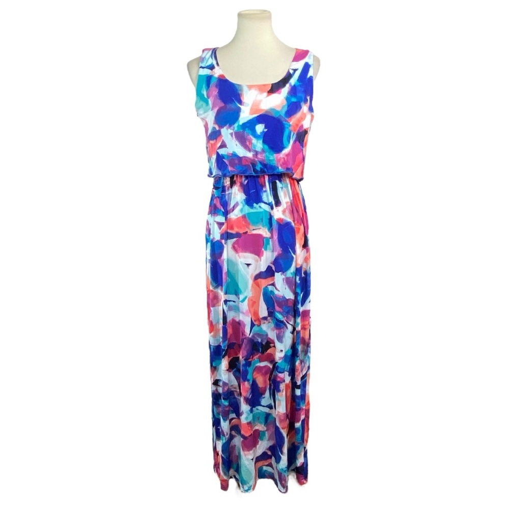 Woman’s Nina Leonard water color maxi dress size M